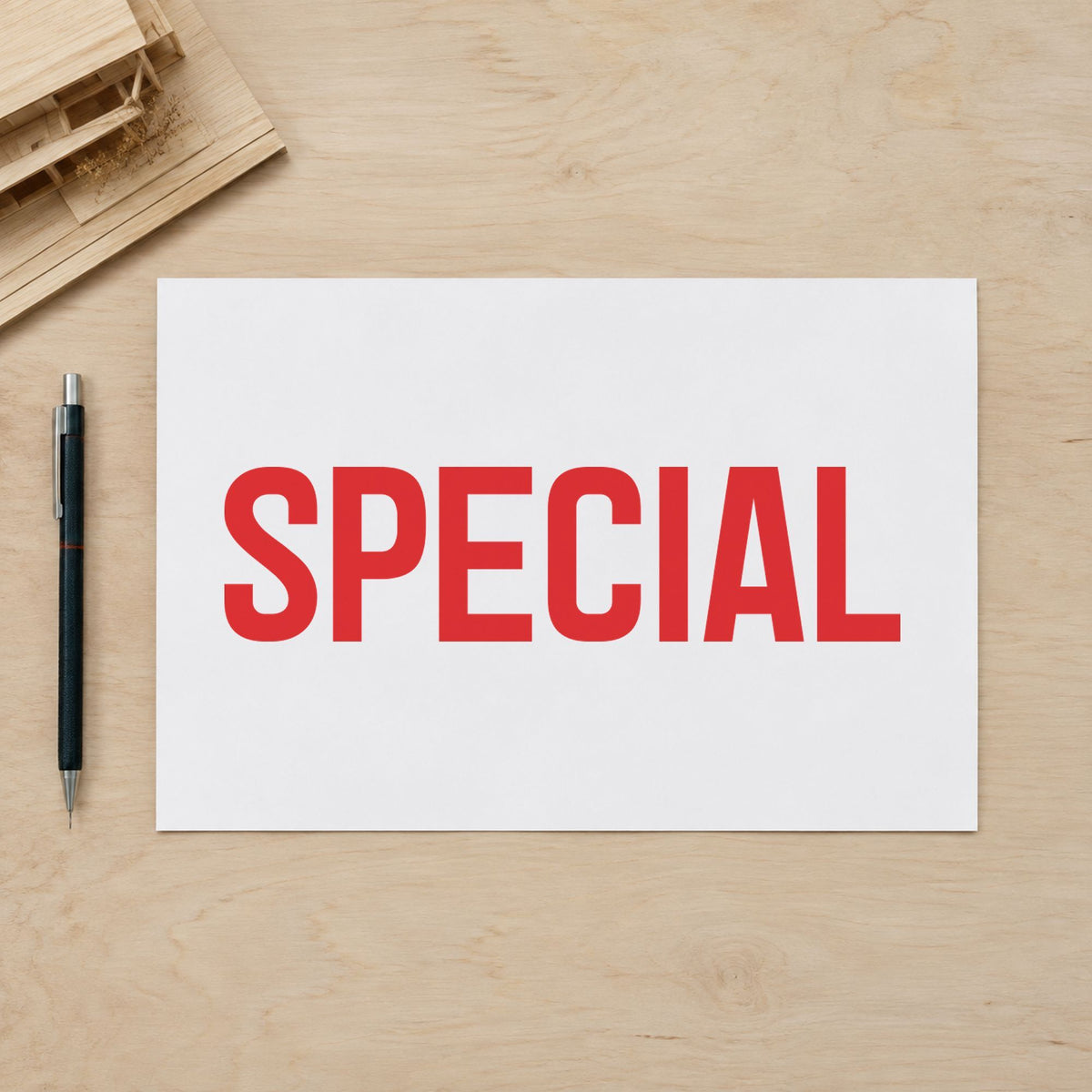 Crisp "Special" imprint produced by the Xstamper Special Stamp