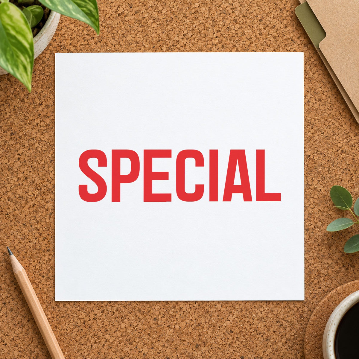 "Special" imprint at 1-5/8 x 1/2 in, no separate ink pad required