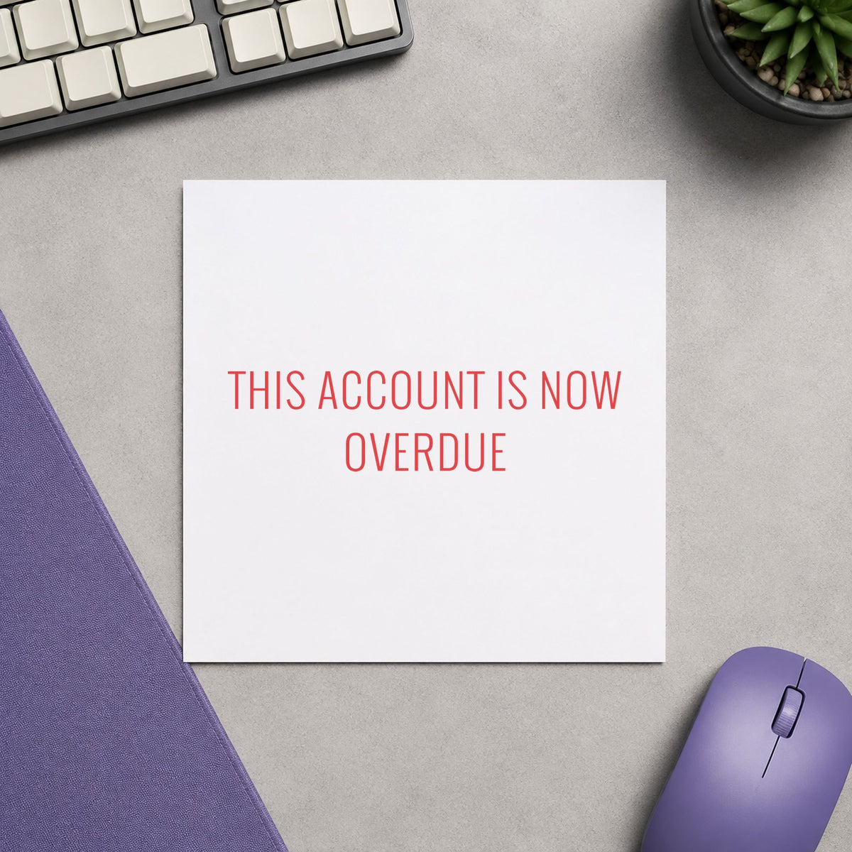Crisp "This account is now overdue" imprint produced by the Red This Account Is Now Overdue Invoice Stamp