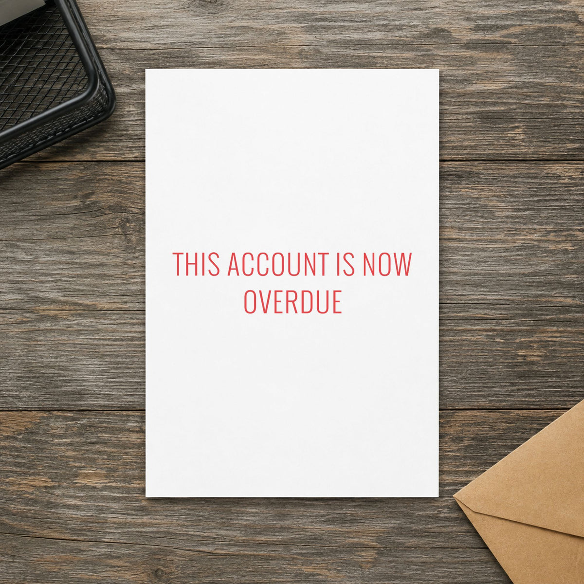 "This account is now overdue" impression shown close up, rectangular imprint at 1/2 x 1-5/8 in