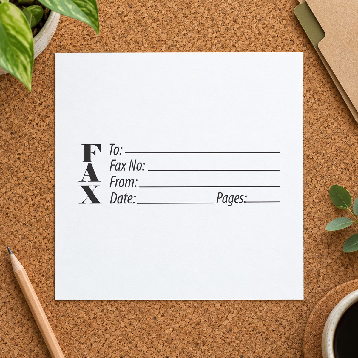"Fax stamp" imprint from fixed stock wording, no customization needed
