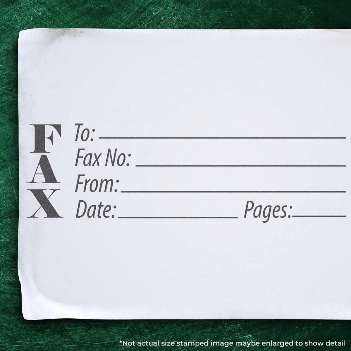 "Fax stamp" stamp impression on light paper stock, Fax Stamp – Jumbo Pre-Inked Xstamper