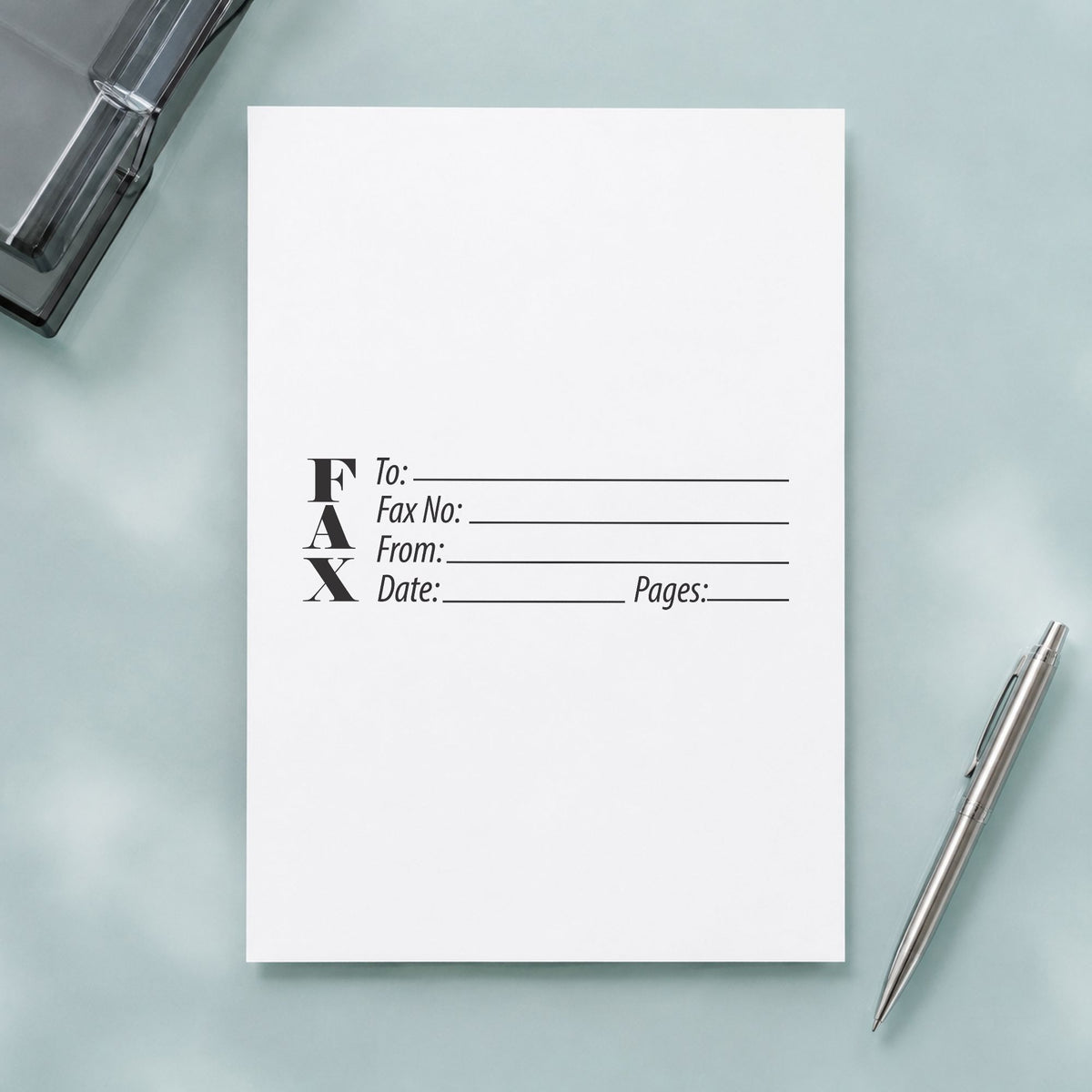 "Fax stamp" stamp mark in everyday office use, Xstamper 3279