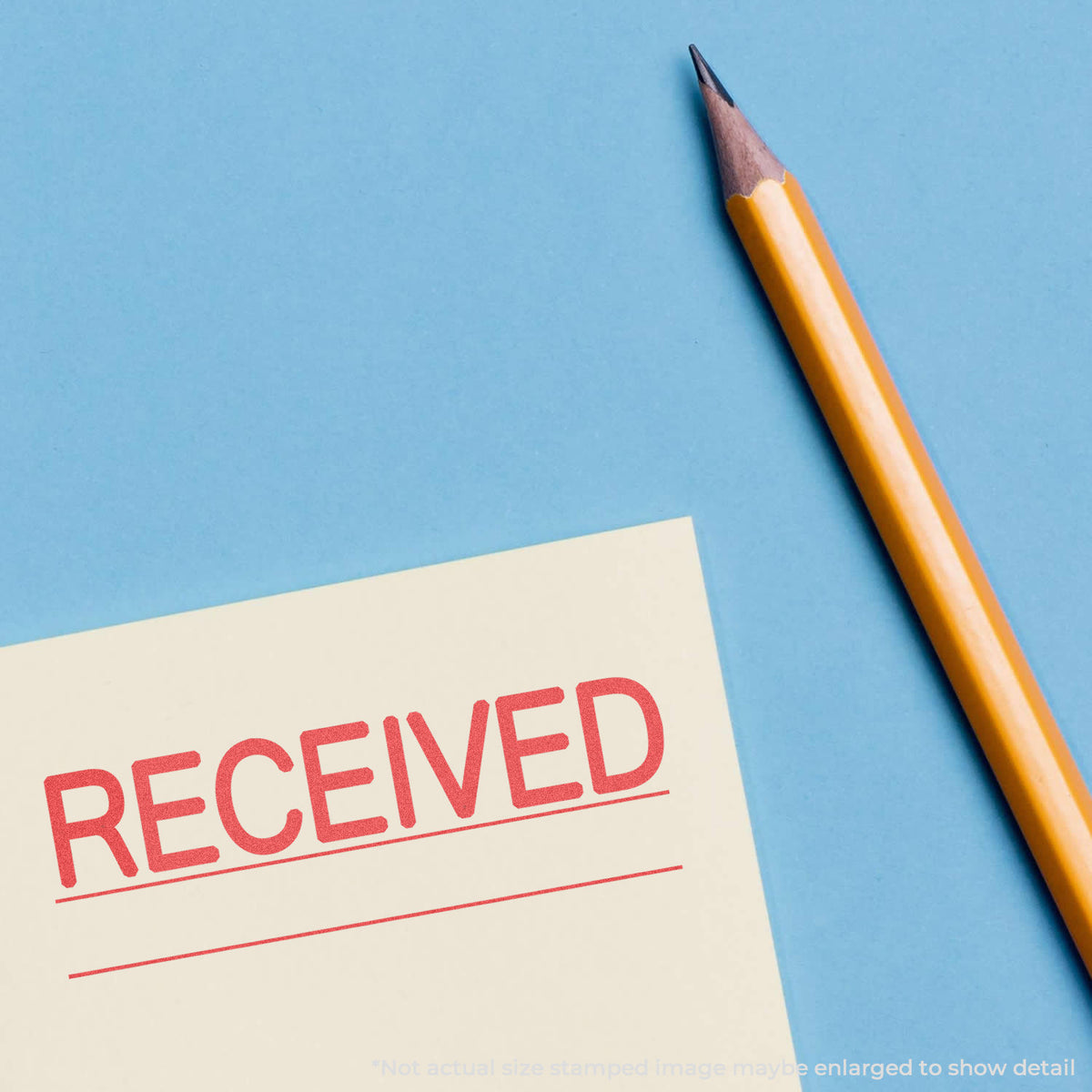 "Received" mark stamped for document handling, Xstamper 3251 stamp