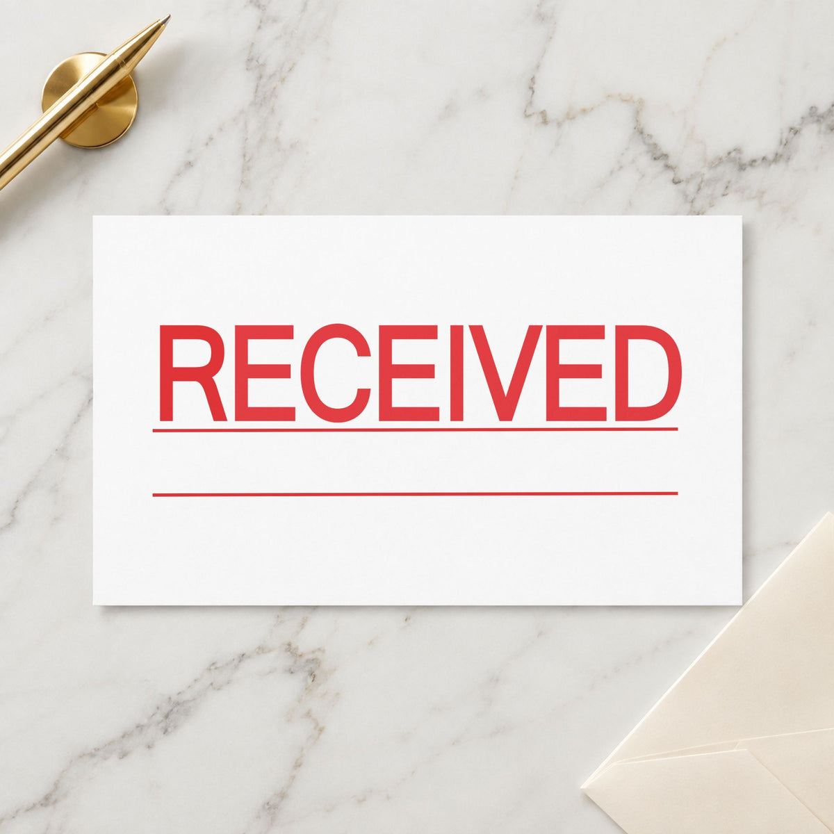 "Received" mark added to paperwork with a pre-inked Xstamper stamp
