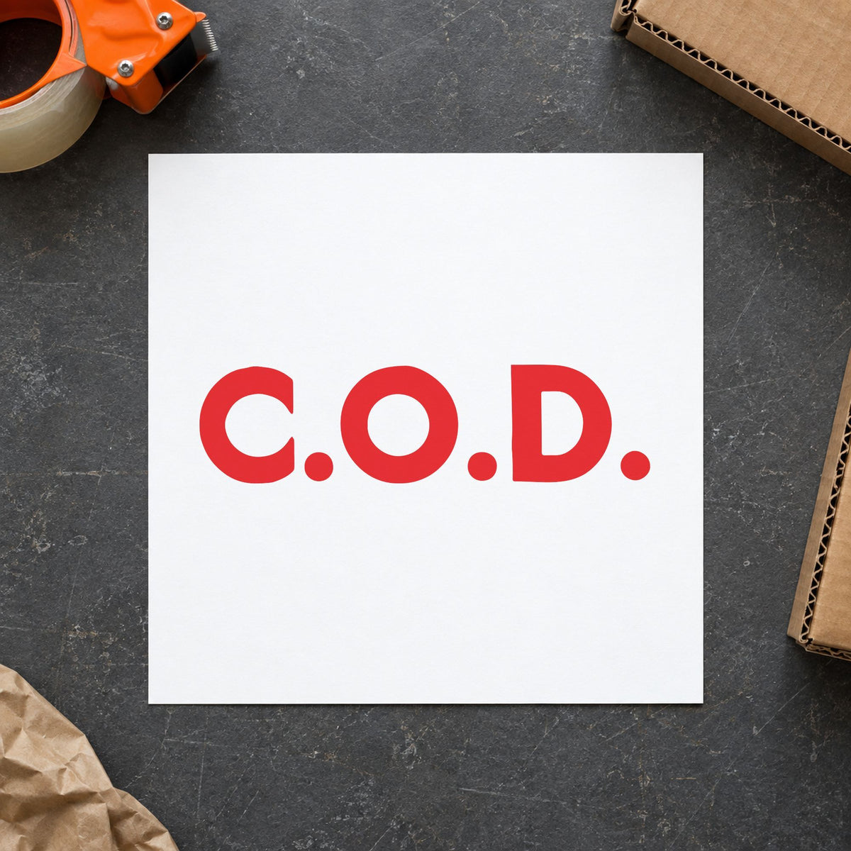 "C.O.D." stamp impression made with pre-inked Xstamper 2026