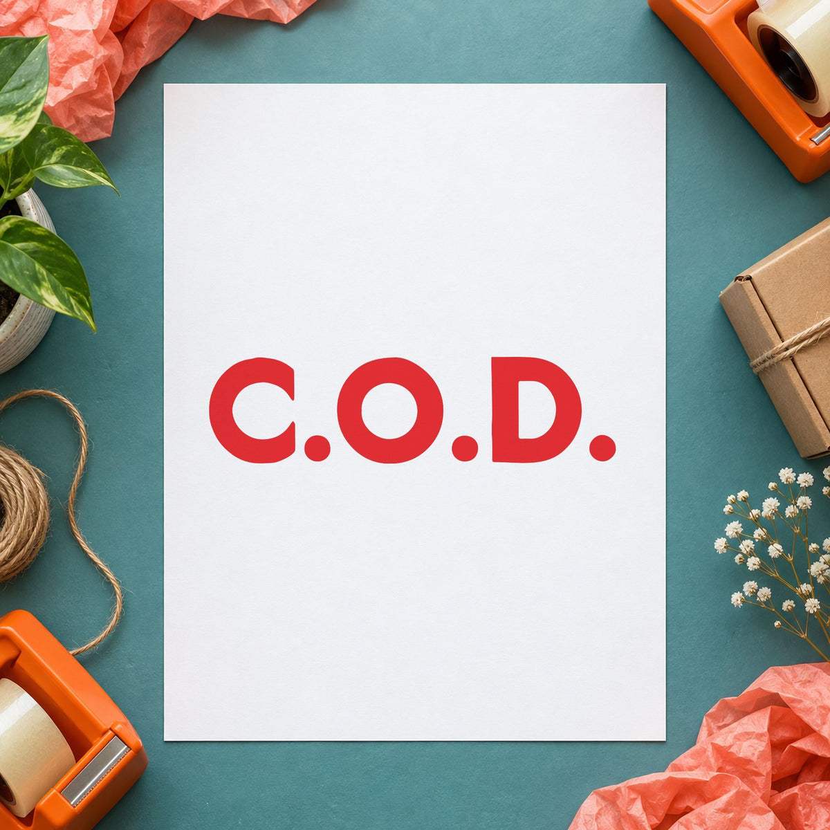 "C.O.D." mark added to paperwork with a pre-inked Xstamper stamp
