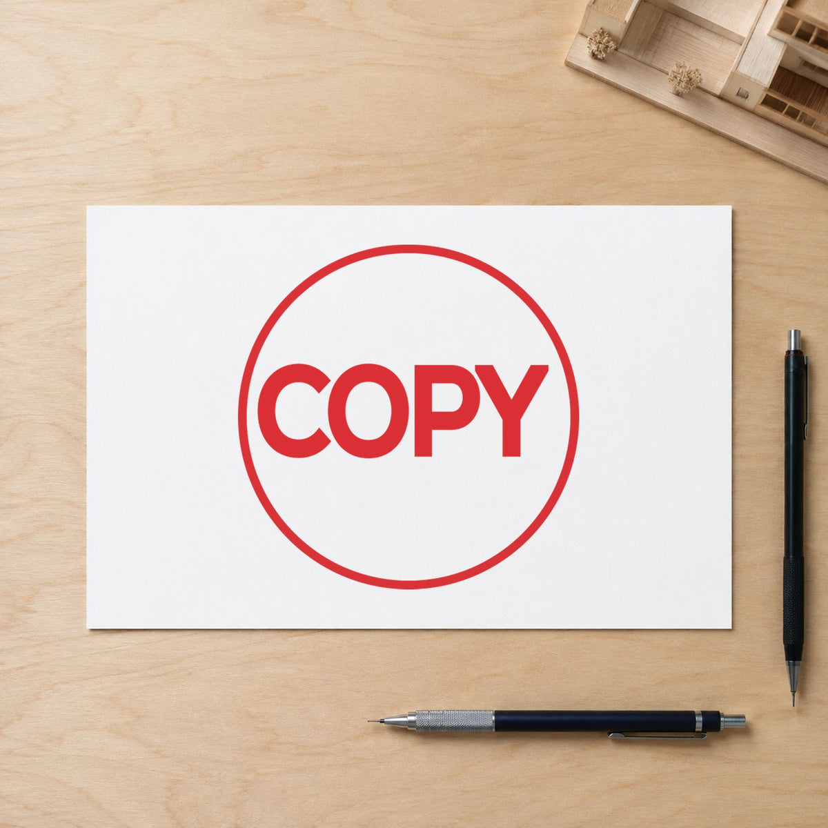 "Copy" imprint from fixed stock wording, no customization needed
