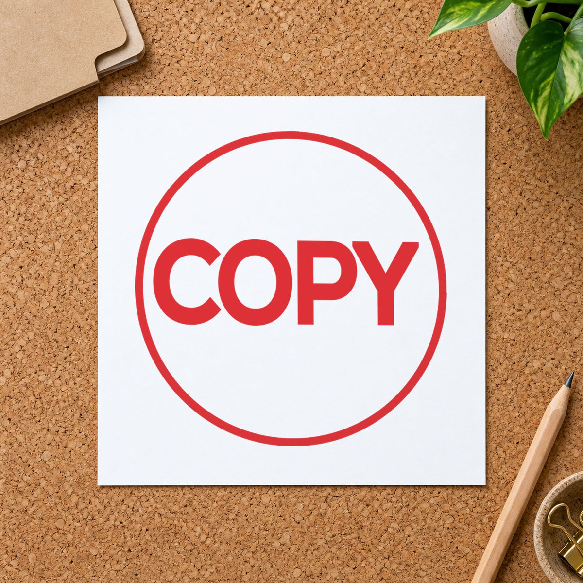 "Copy" mark added to paperwork with a pre-inked Xstamper stamp