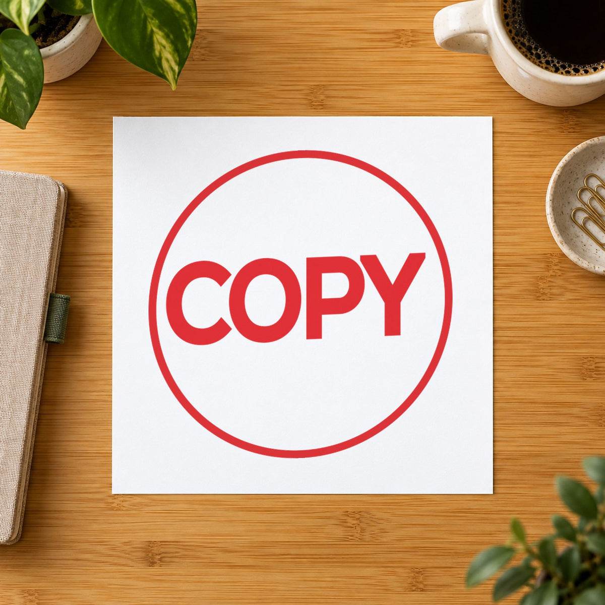 Copy Stamp – Round Red Pre-Inked Xstamper leaving a clean "Copy" impression