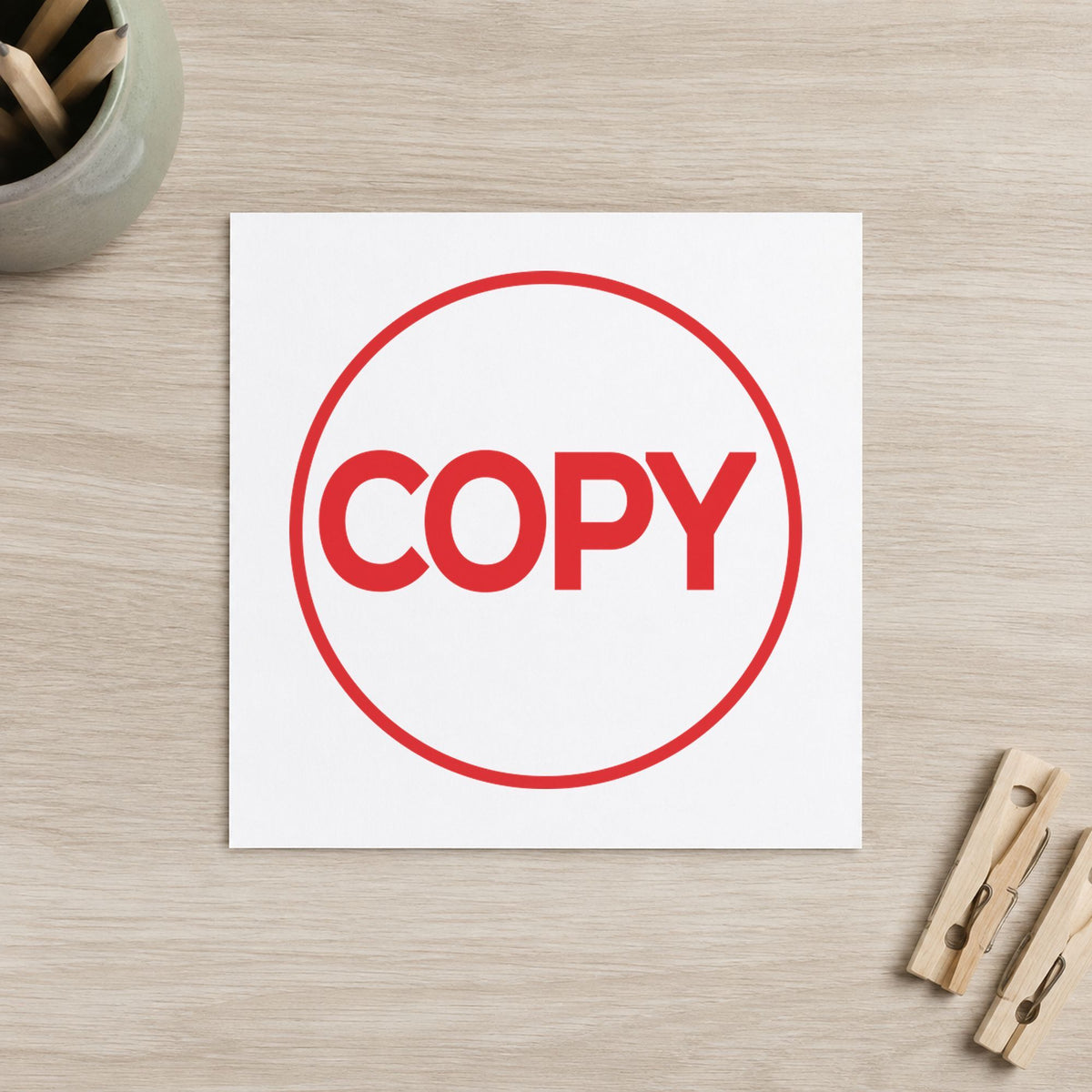 Marking a page "Copy" with the Copy Stamp – Round Red Pre-Inked Xstamper