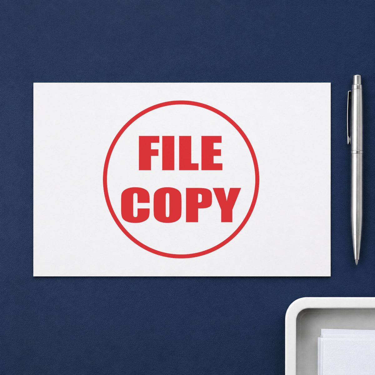"File copy" imprint from fixed stock wording, no customization needed