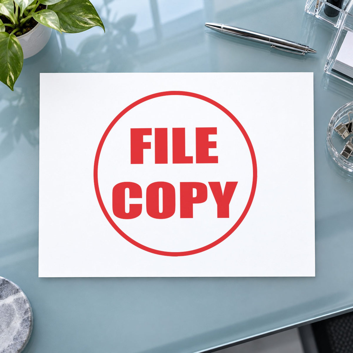 "File copy" stamp mark in everyday office use, Xstamper 11411
