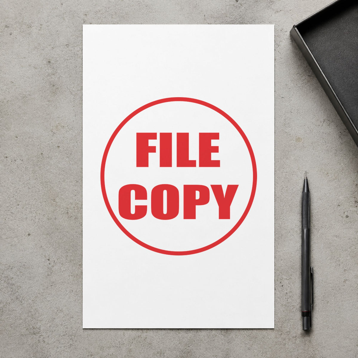 Marking a page "File copy" with the Round File Copy Stamp