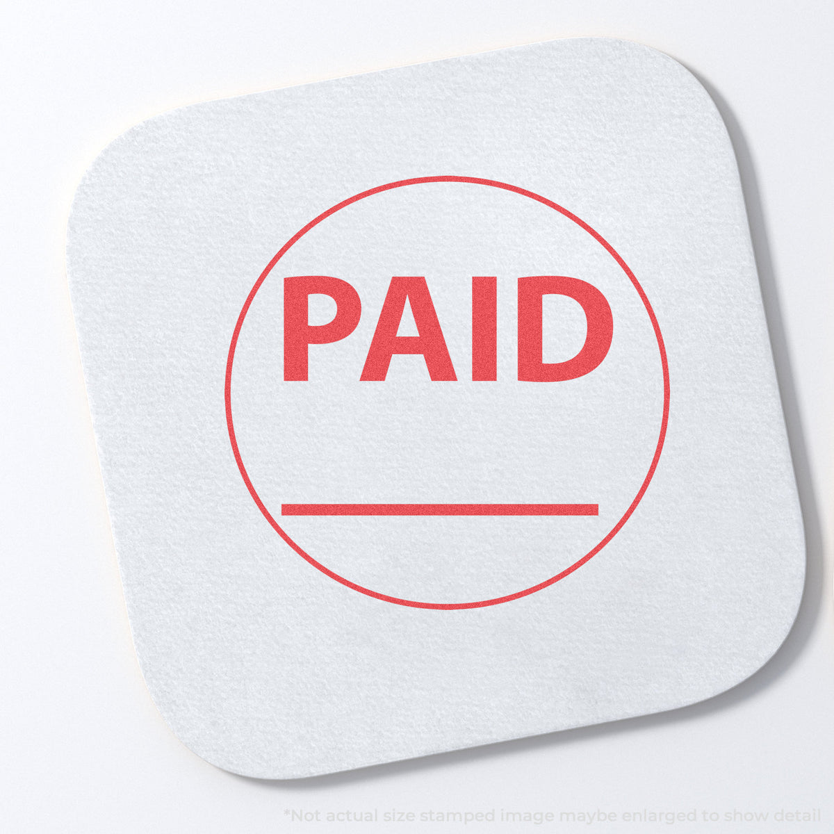 "Paid" stamp impression on light paper stock, Paid Stamp For Invoices – Round Pre-Inked Xstamper