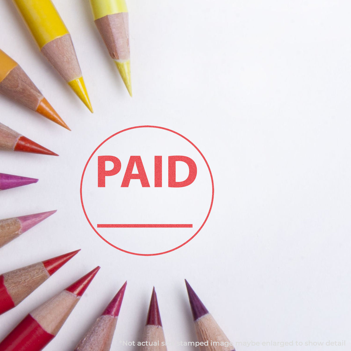 "Paid" mark stamped for document handling, Xstamper 11415 stamp
