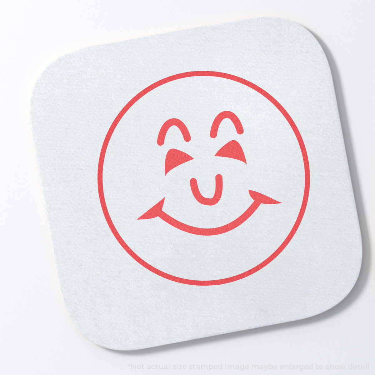 "Smiley face" stamp impression on light paper stock, Round Red Smiley Face Teacher Stamp