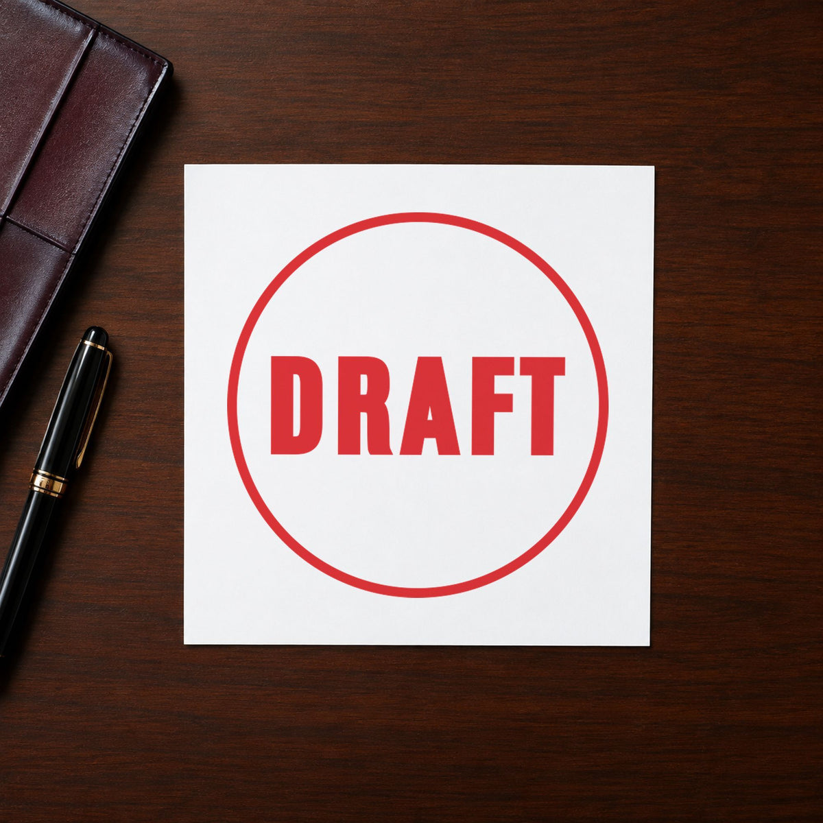 "Draft" stamp mark in everyday office use, Xstamper 11408