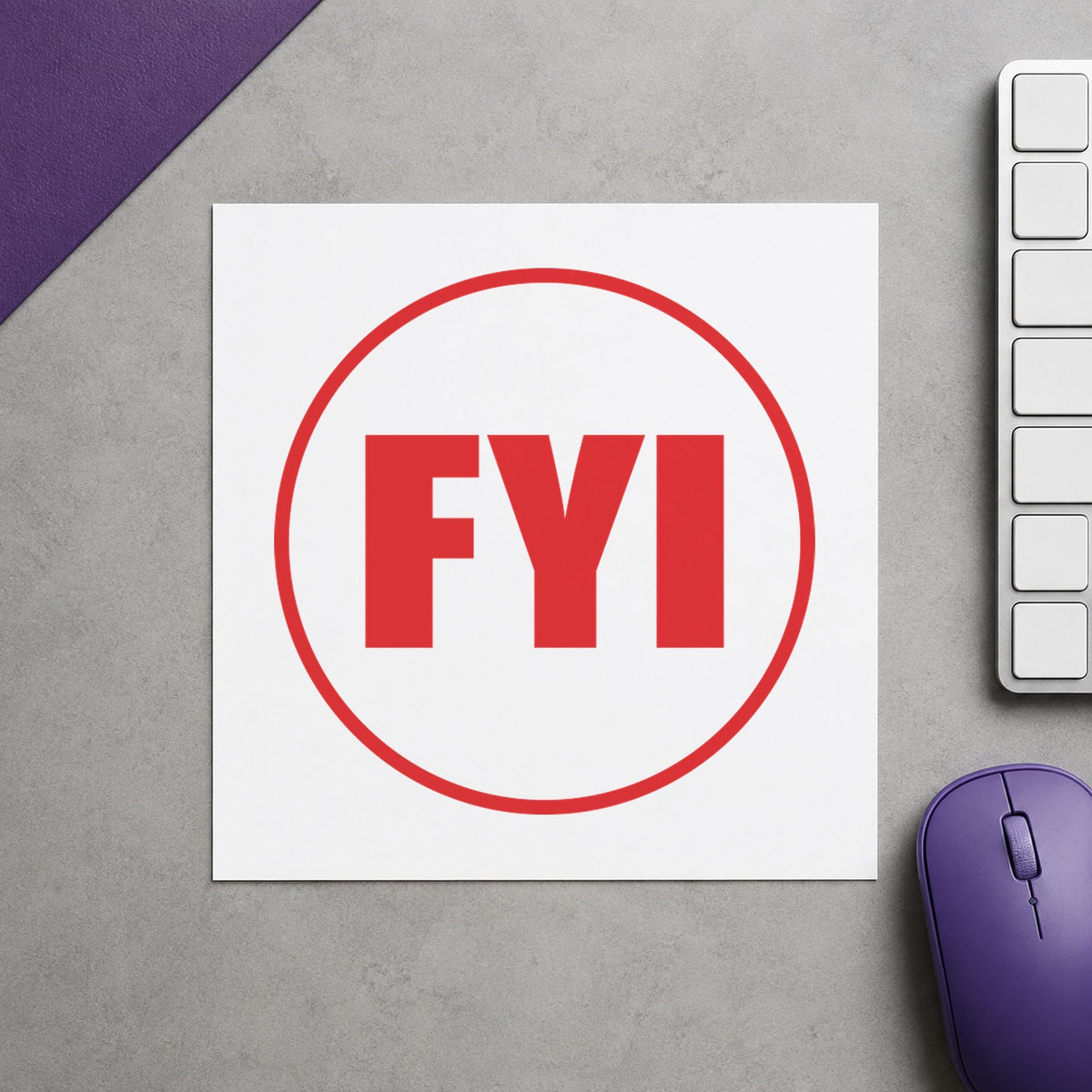 FYI Office Stamp – Round Pre-Inked Xstamper leaving a clean "FYI" impression