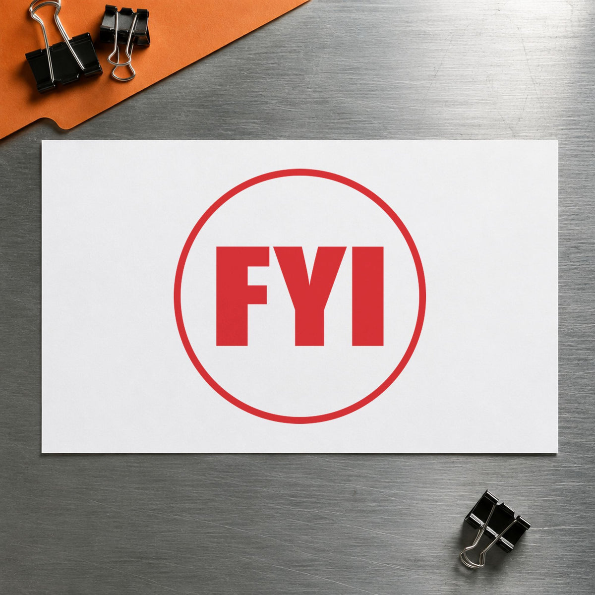 "FYI" stamp mark in everyday office use, Xstamper 11413
