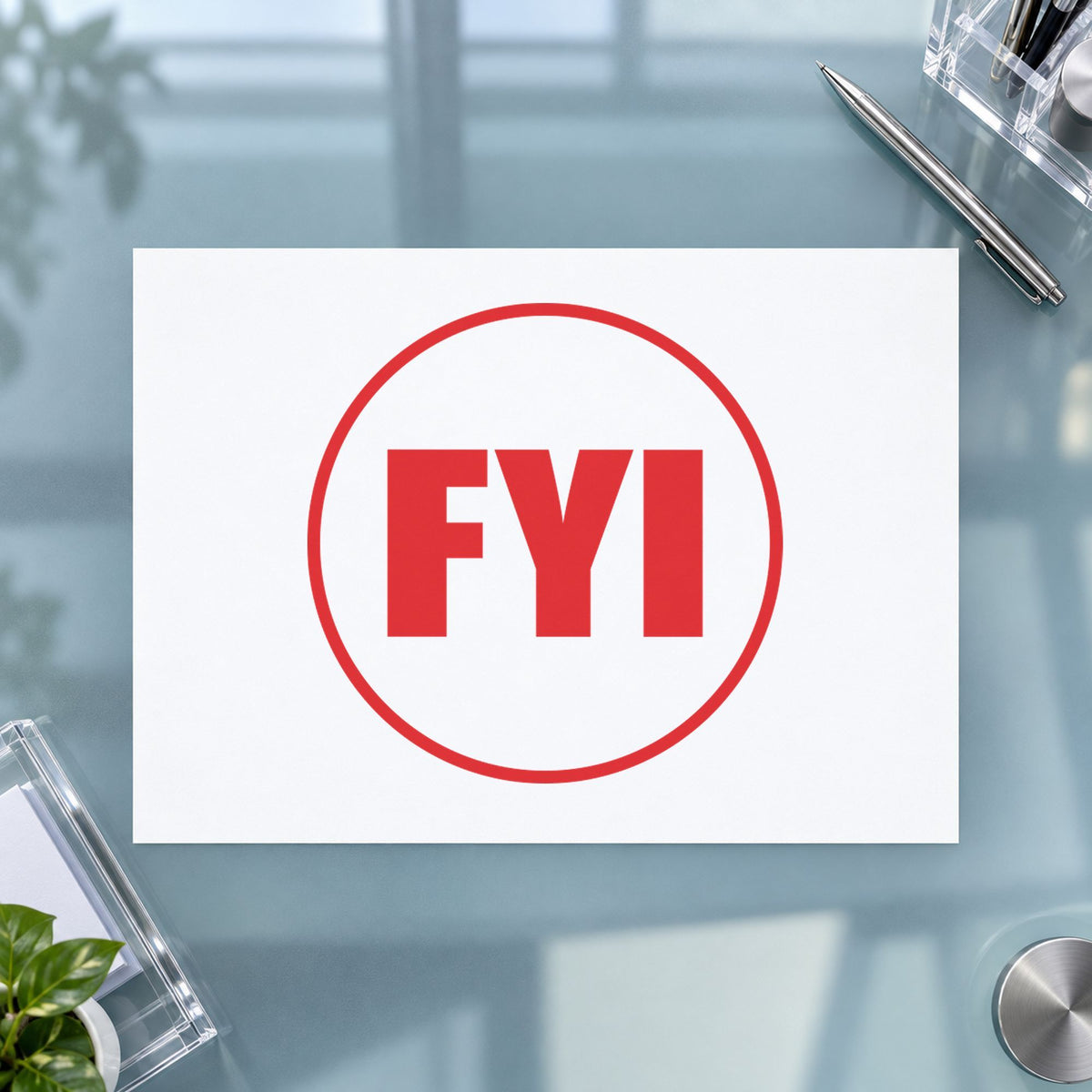 Marking a page "FYI" with the FYI Office Stamp – Round Pre-Inked Xstamper