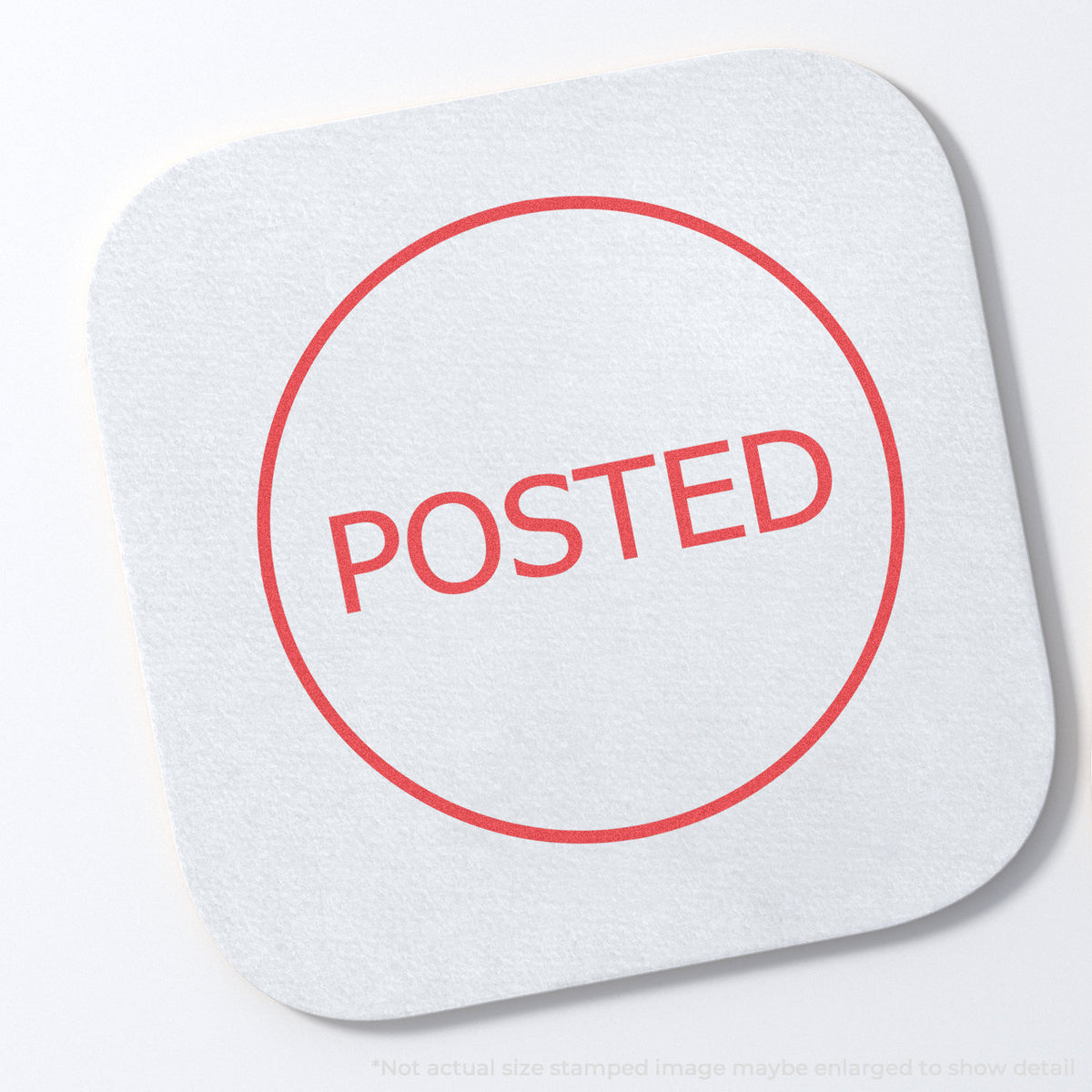 "Posted" stamp impression on light paper stock, Xstamper Posted Office Stamp – Round Pre-Inked