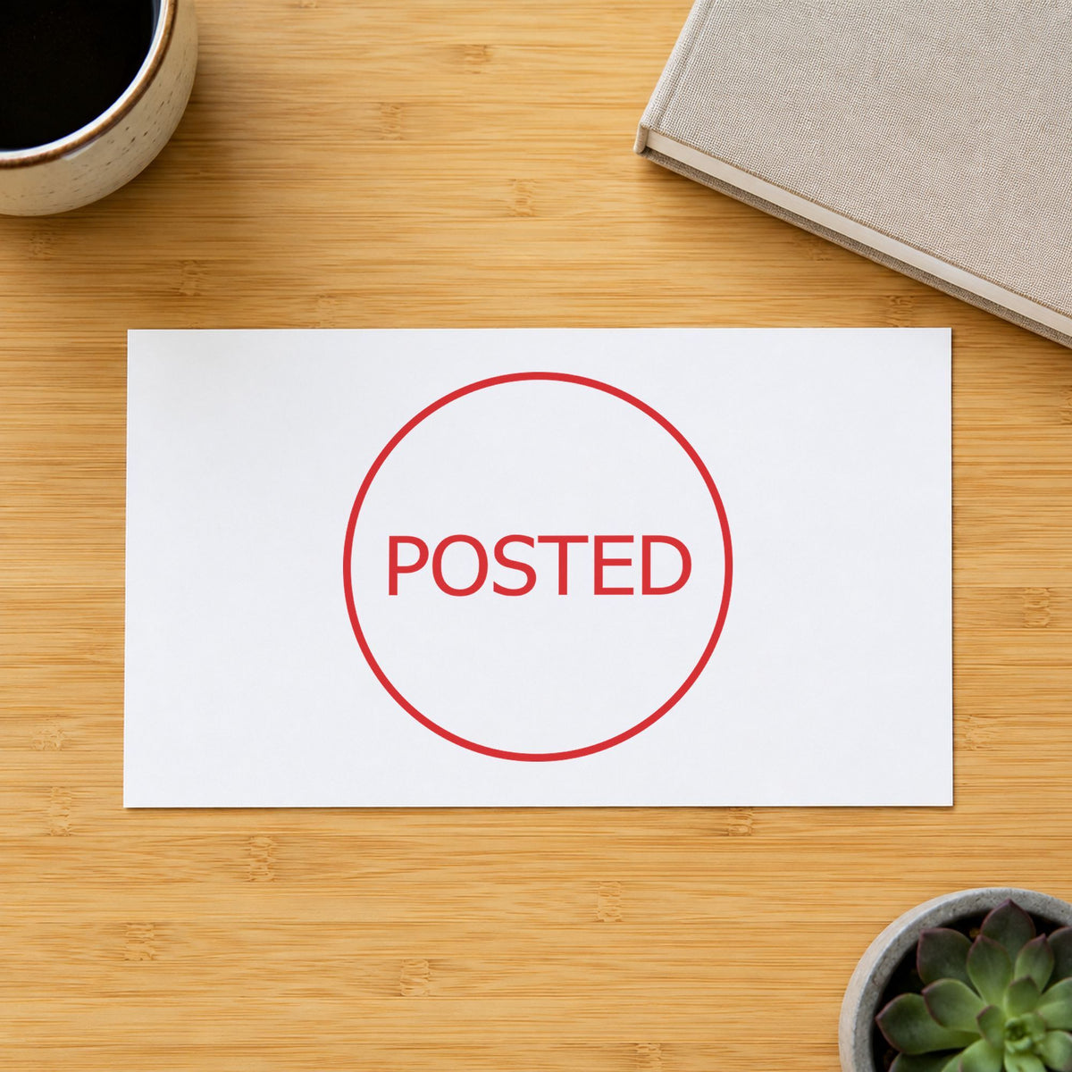 Marking a page "Posted" with the Xstamper Posted Office Stamp – Round Pre-Inked