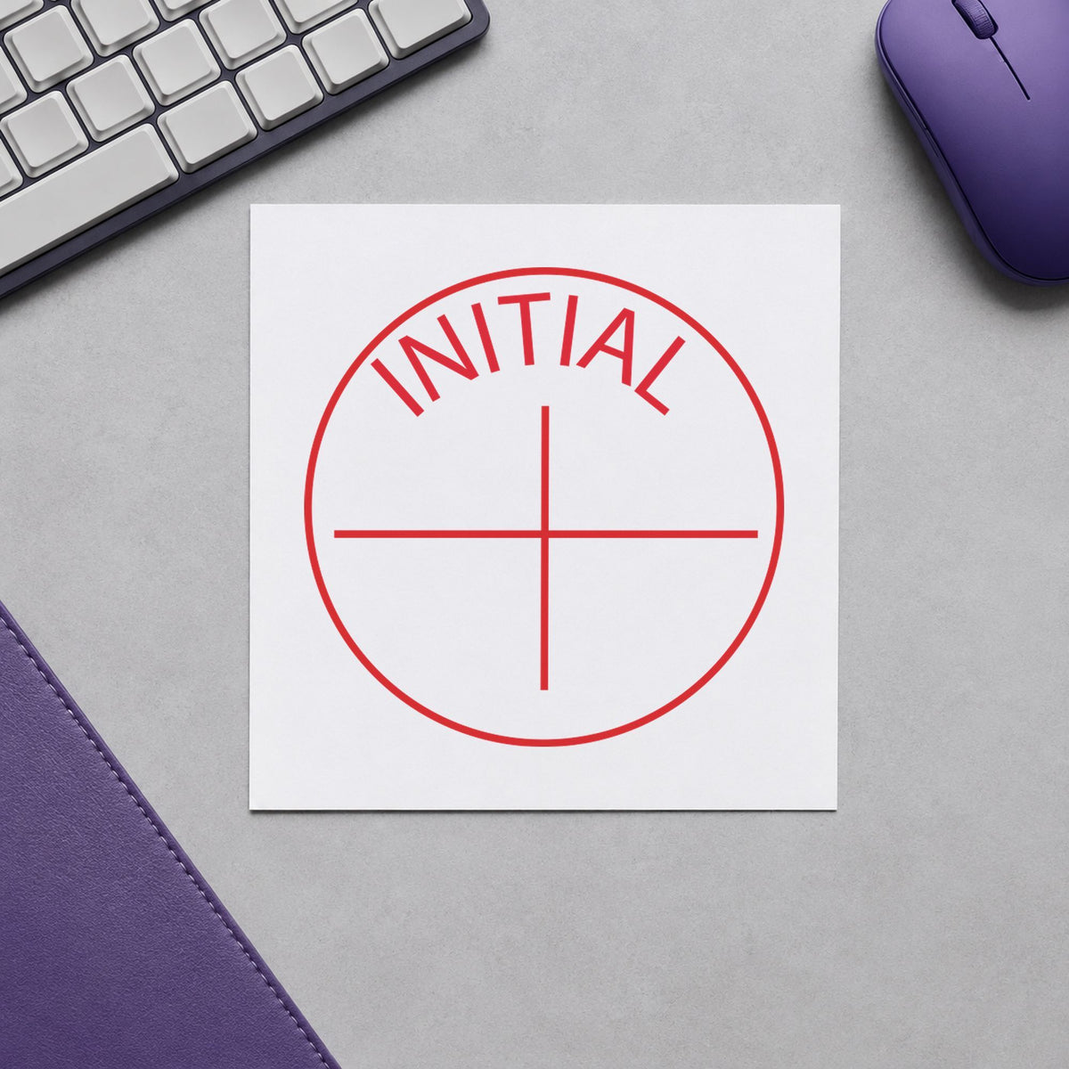 "Initial" stamp impression made with pre-inked Xstamper 11414