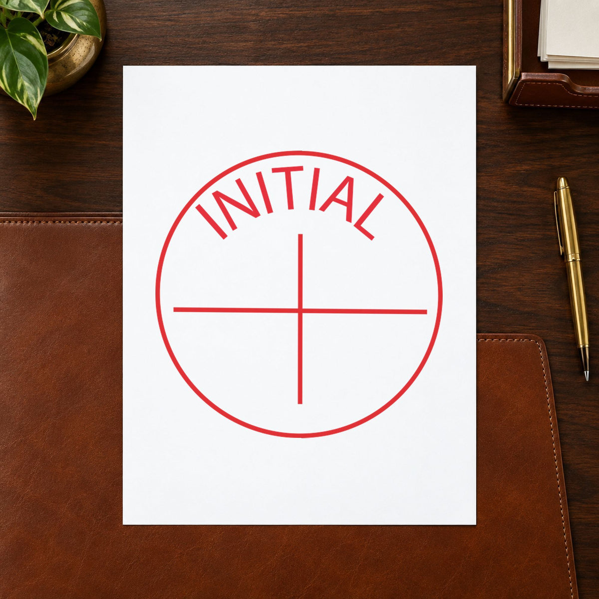 "Initial" stamp mark in everyday office use, Xstamper 11414