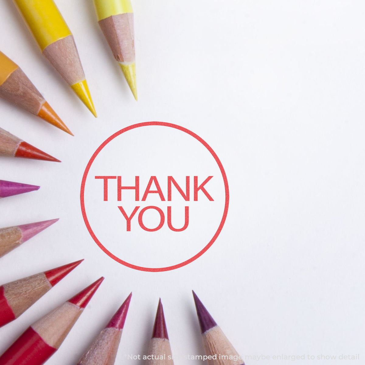 "Thank you" mark stamped for document handling, Xstamper 11359 stamp