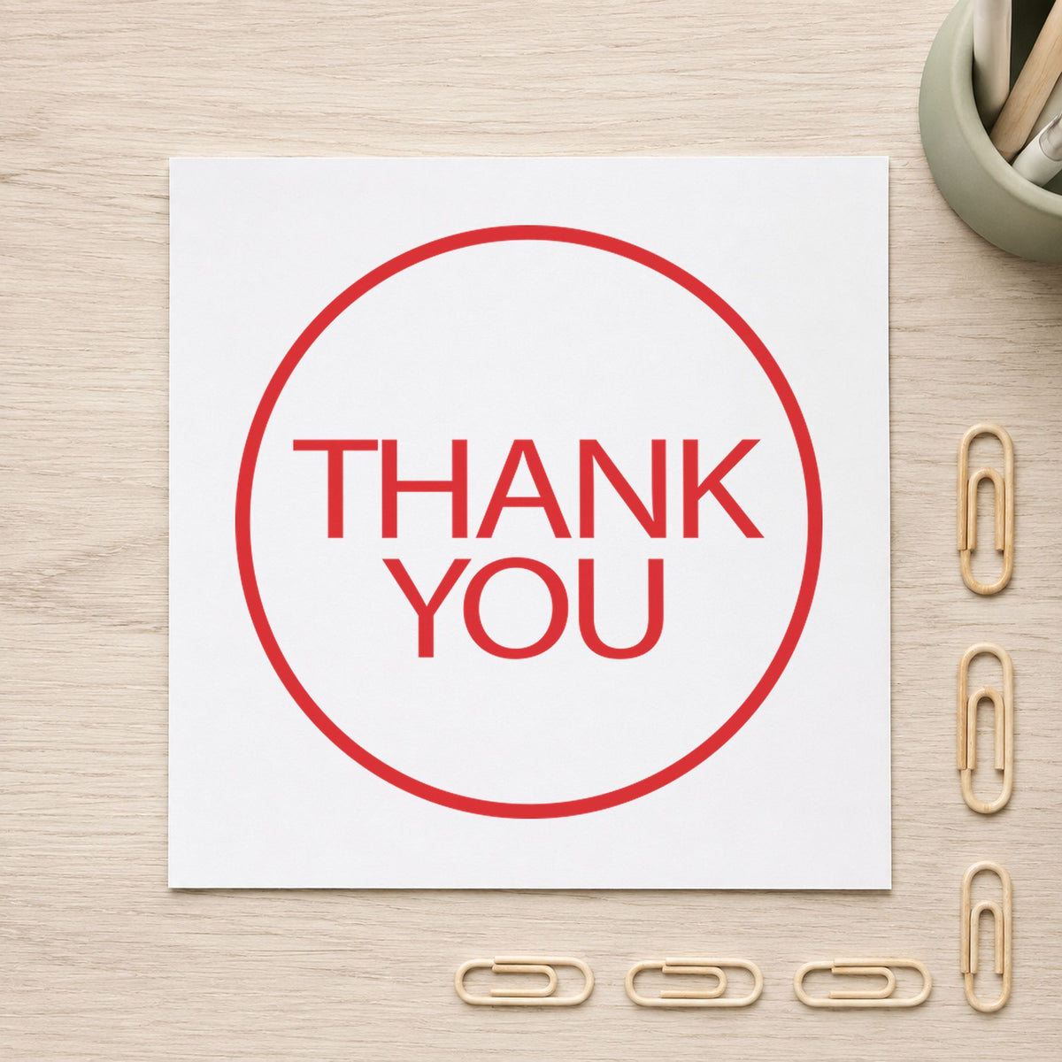 "Thank you" stamp mark in everyday office use, Xstamper 11359