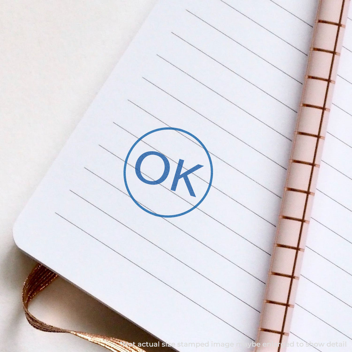 "OK" imprint used to flag items for handling, OK Approval Stamp – Round Pre-Inked Xstamper