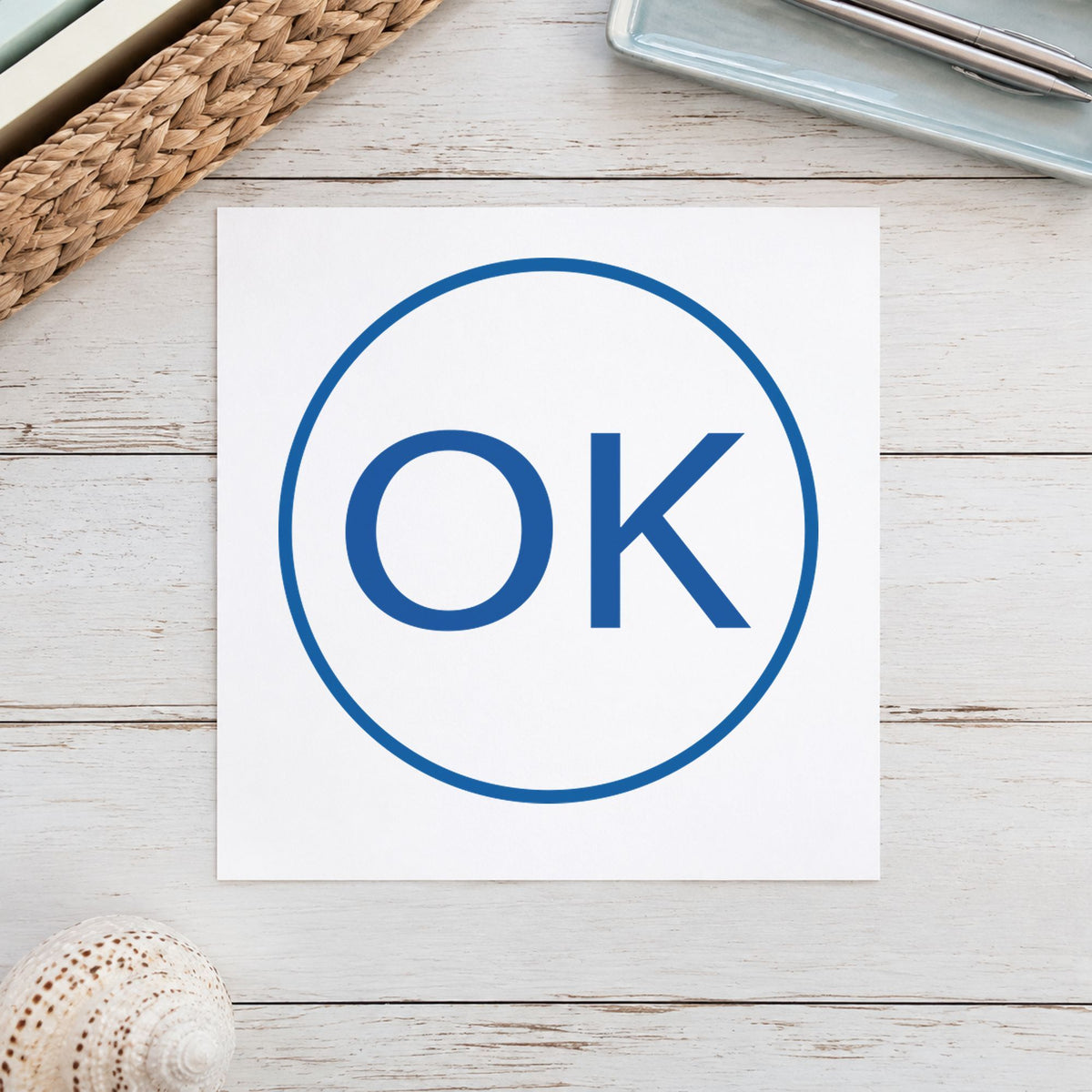 "OK" stamp mark in everyday office use, Xstamper 11357