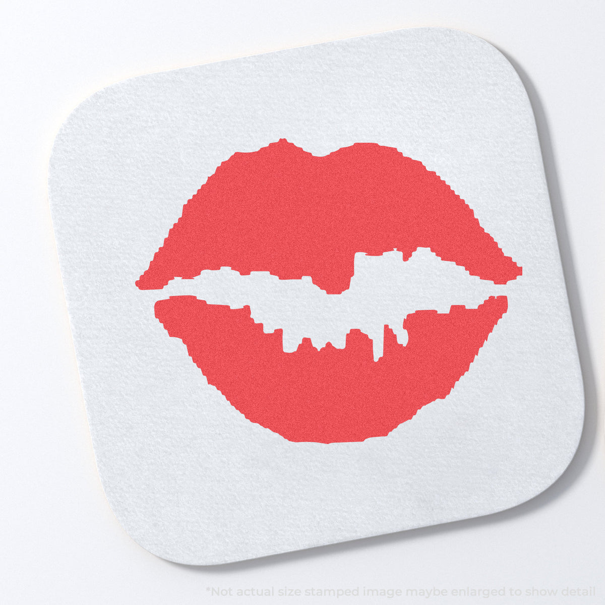 "Kiss" stamp impression on light paper stock, Kiss Stamp – Round Pre-Inked Xstamper
