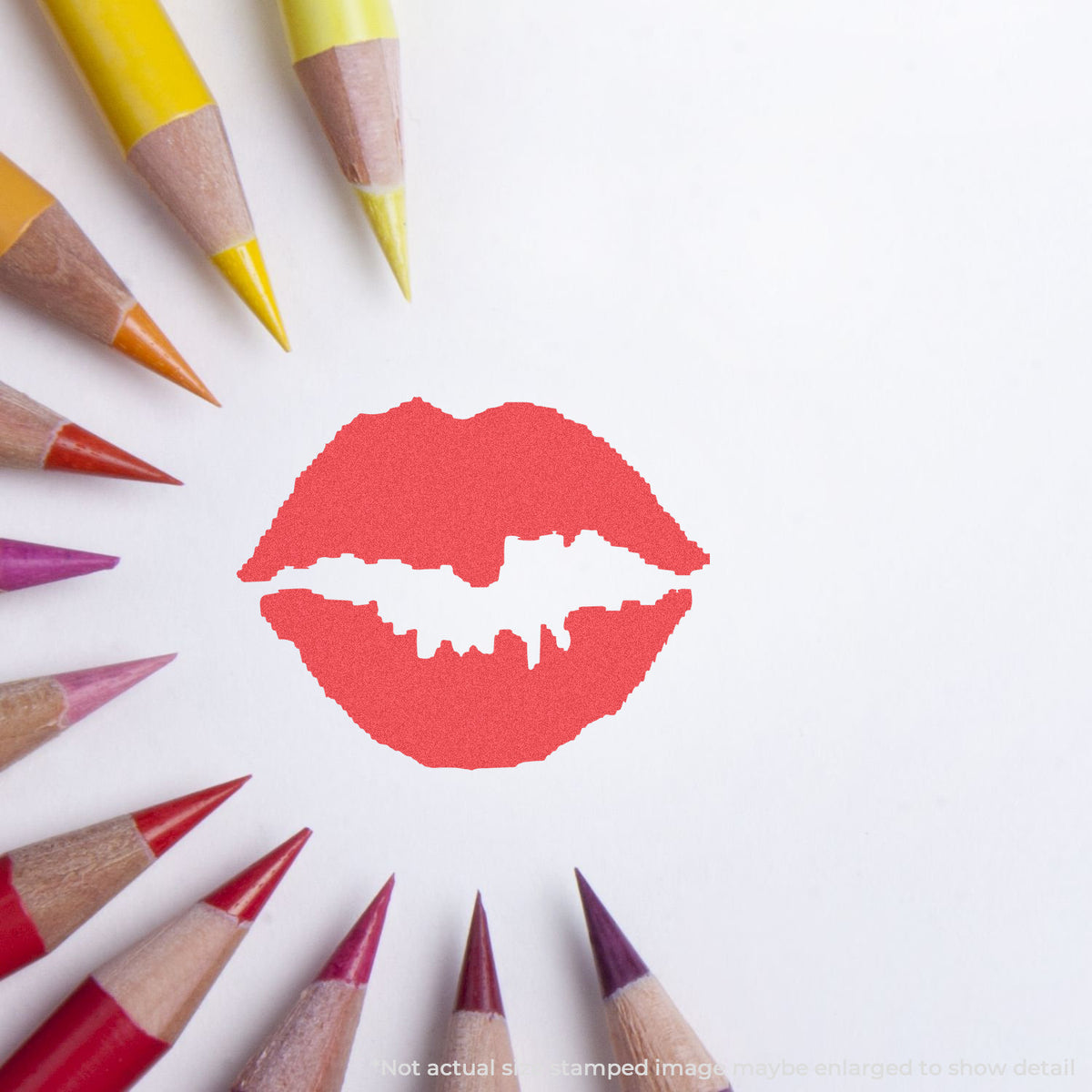 "Kiss" mark stamped for document handling, Xstamper 11307 stamp