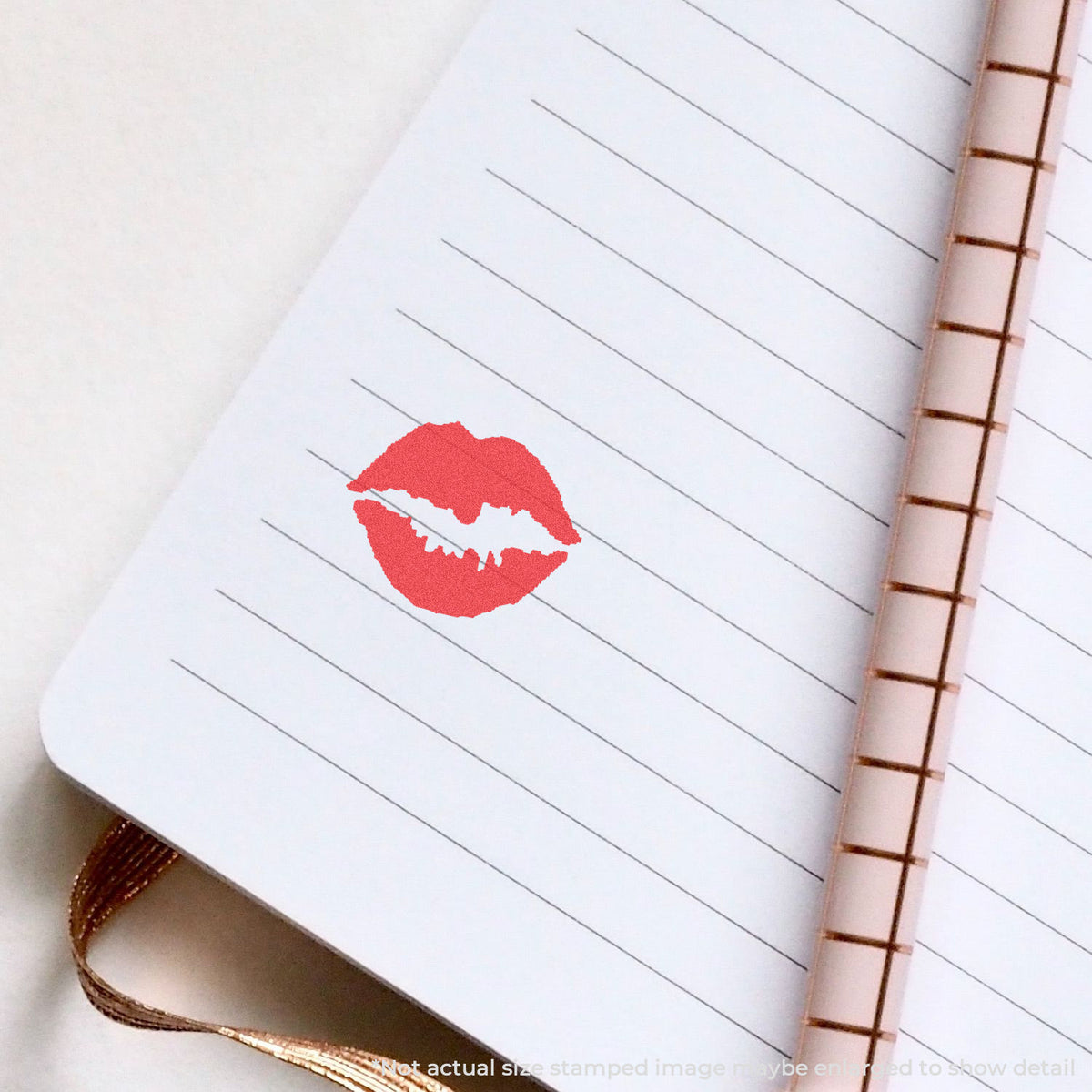 "Kiss" imprint used to flag items for handling, Kiss Stamp – Round Pre-Inked Xstamper