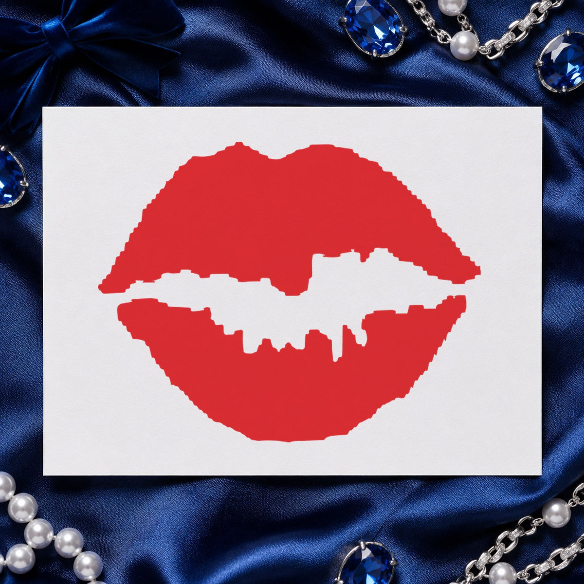 "Kiss" stamp impression made with pre-inked Xstamper 11307