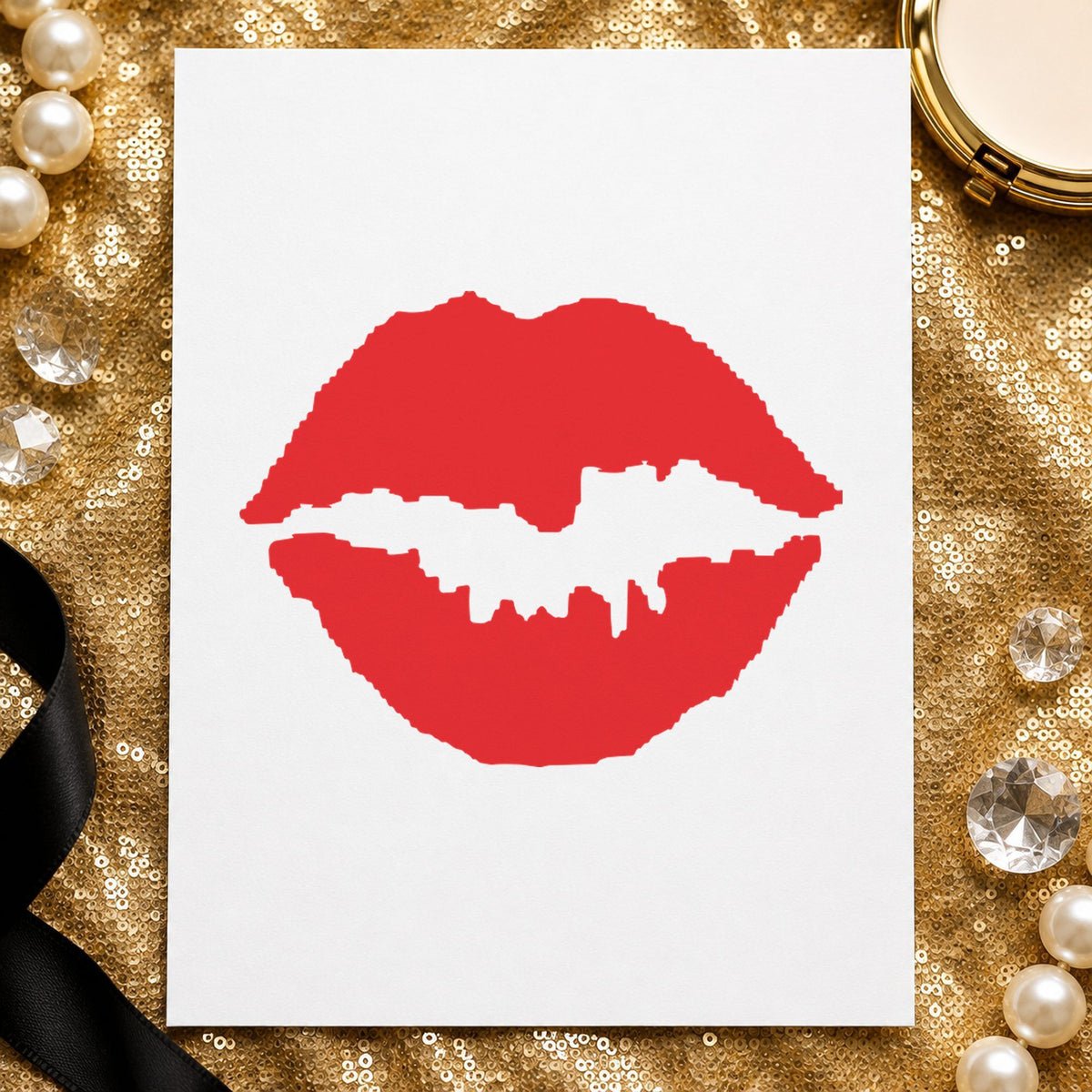 "Kiss" mark added to paperwork with a pre-inked Xstamper stamp