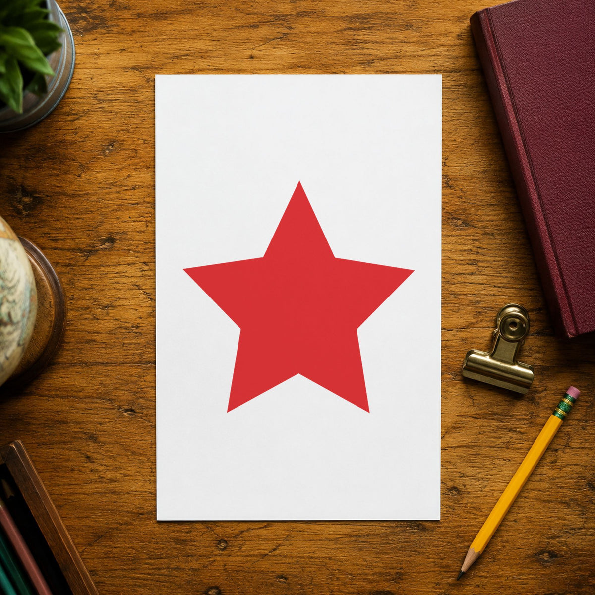 Star Stamp – Round Red Pre-Inked Xstamper leaving a clean "Star" impression