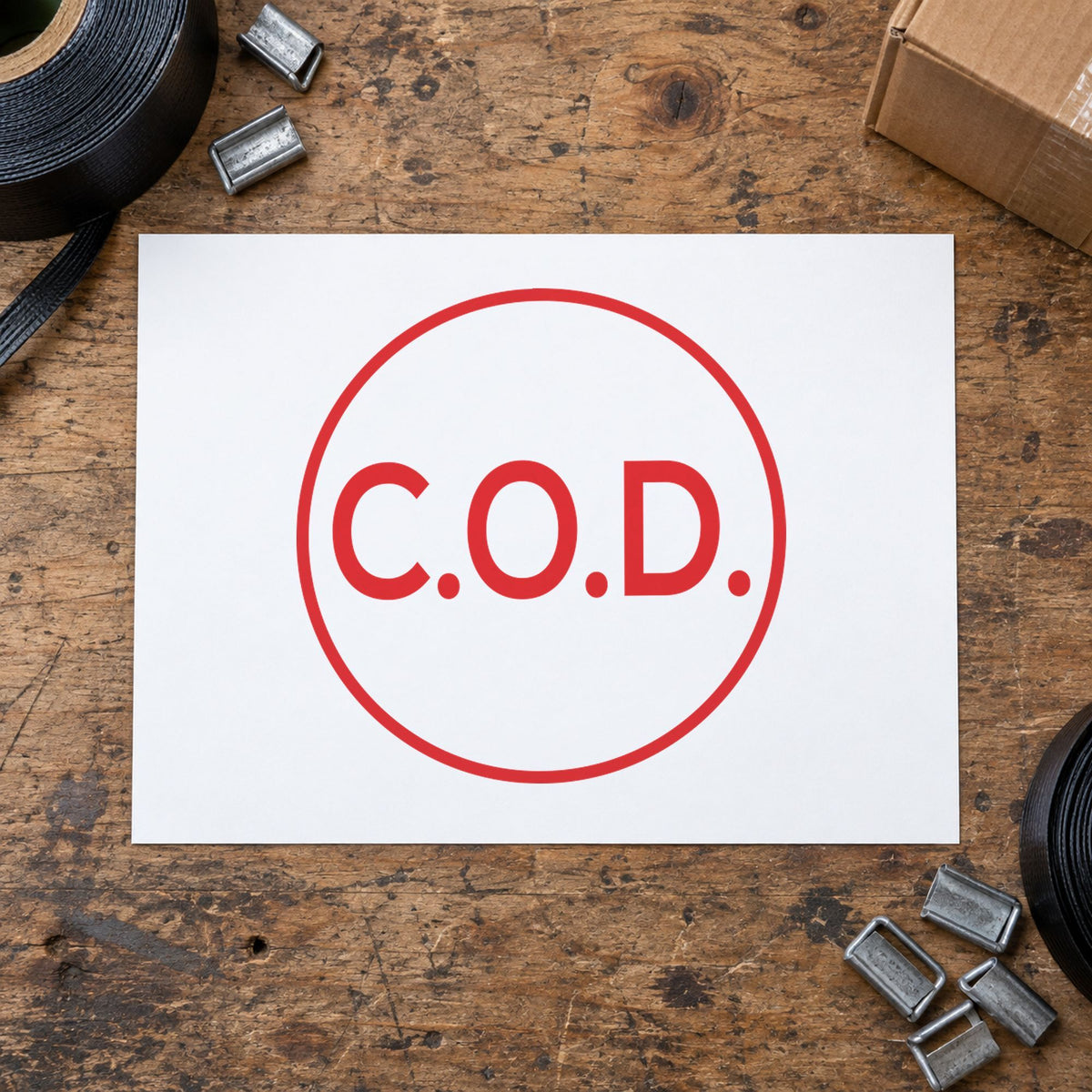 Marking a page "C.O.D." with the Round C.O.D. Delivery Stamp