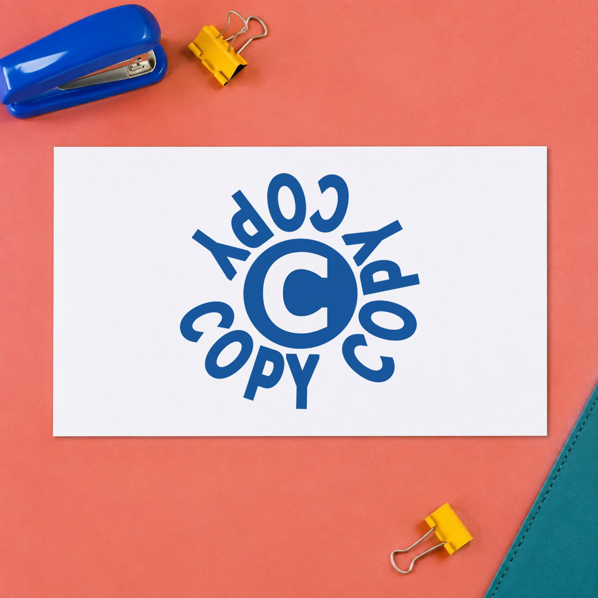 "Copy" imprint from fixed stock wording, no customization needed