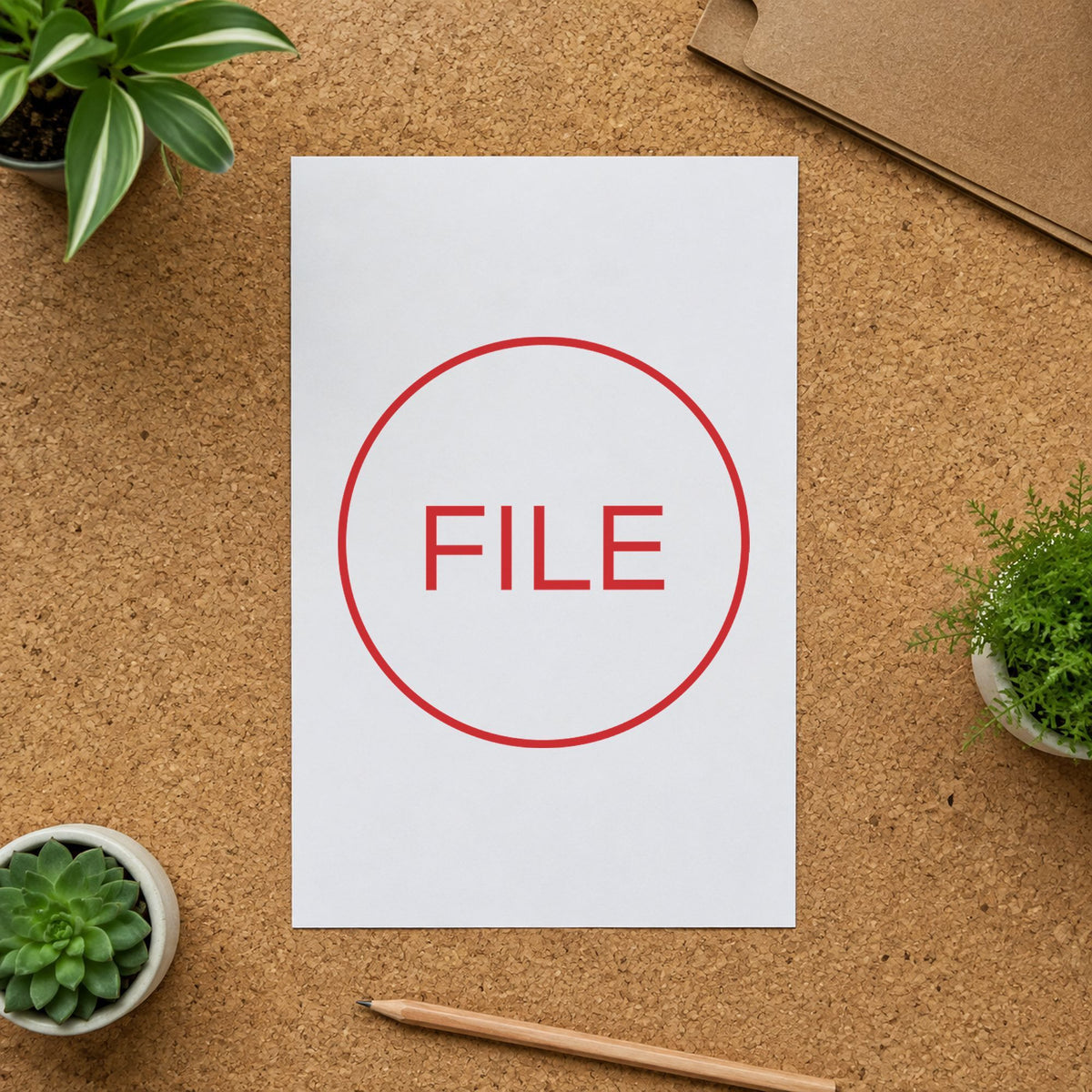 "File" stamp mark in everyday office use, Xstamper 11362