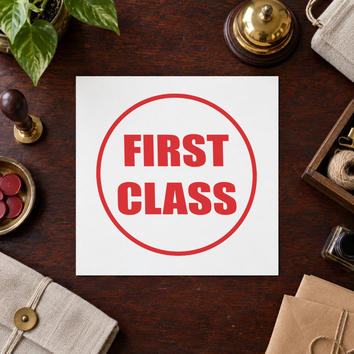 "First class" stamp mark in everyday office use, Xstamper 11412