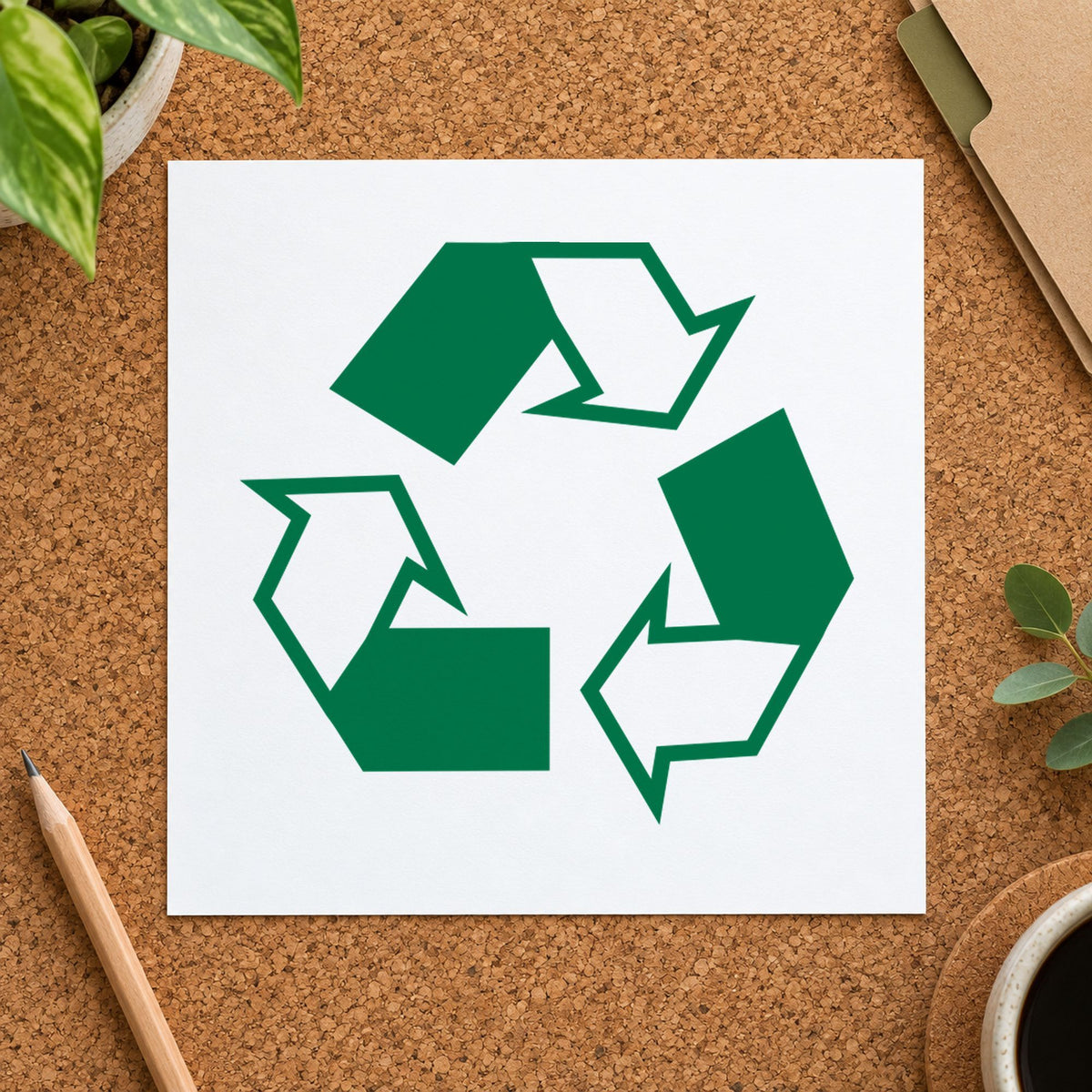 "Recycle logo" imprint stamped on a document with the Round Recycle Logo Stamp