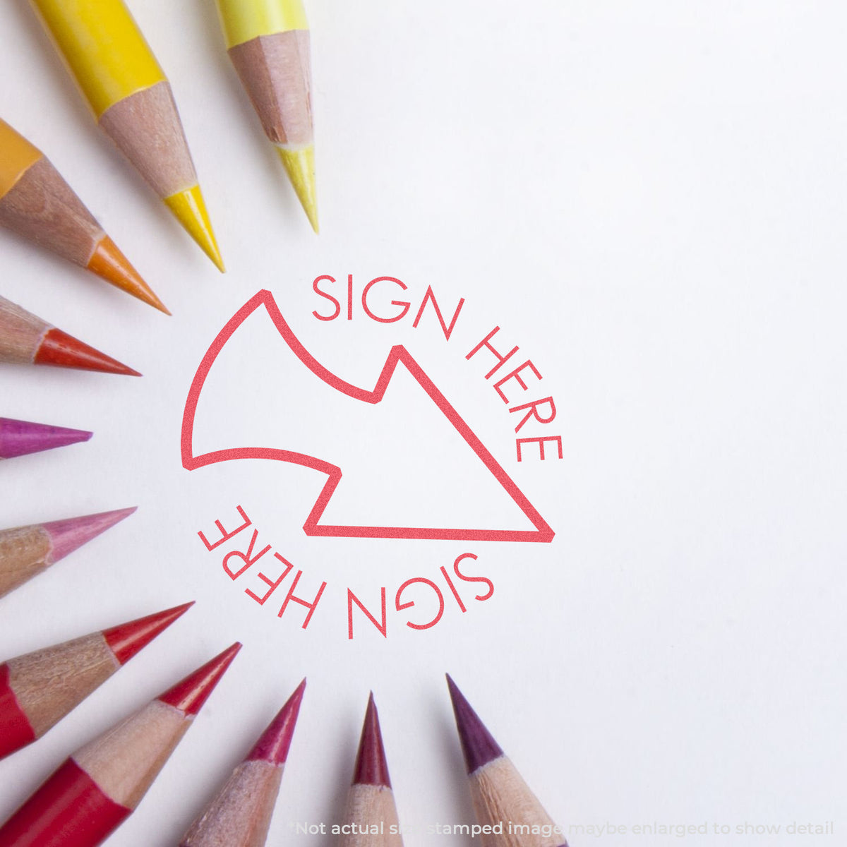 "Sign here" mark stamped for document handling, Xstamper 11425 stamp