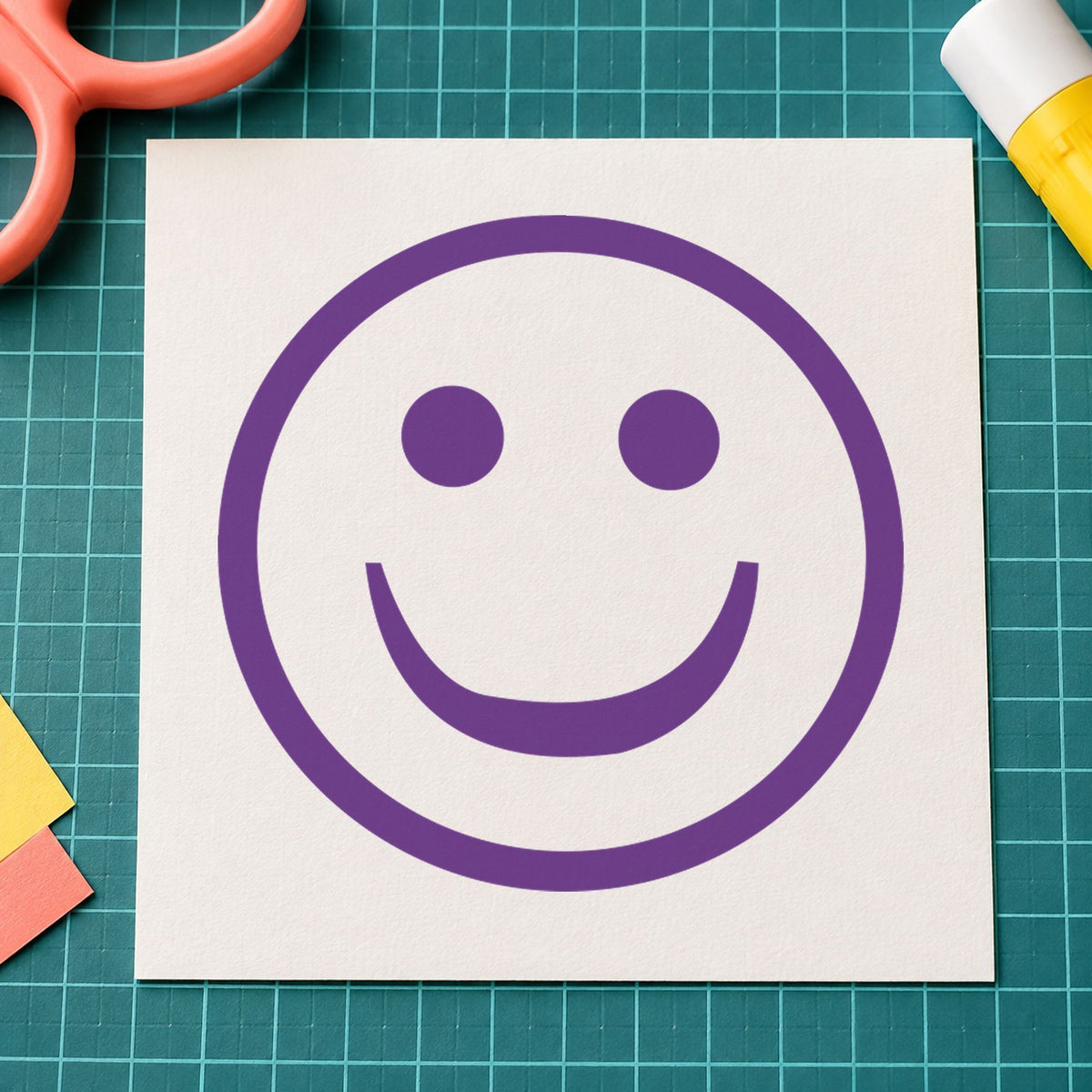 Marking a page "Smiley face" with the Xstamper Smiley Face Stamp – Round Violet Pre-Inked