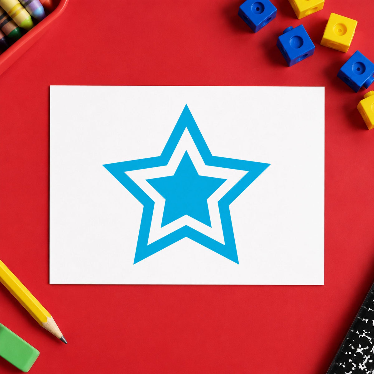 "Star" stamp impression made with pre-inked Xstamper 11421