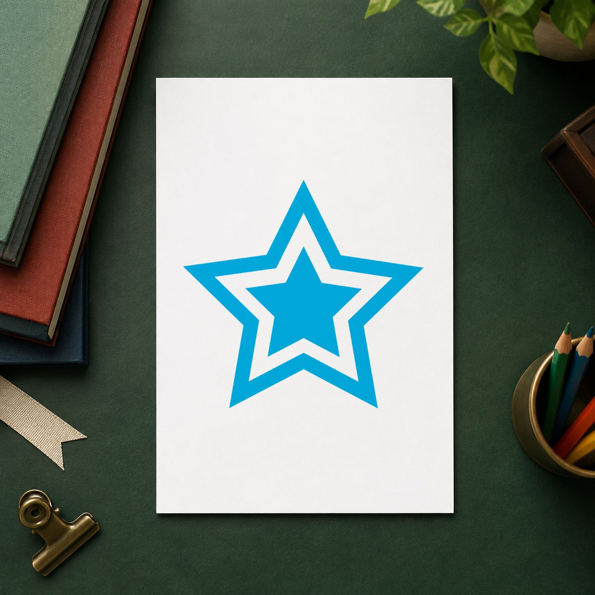 Marking a page "Star" with the Star Stamp – Round Blue Pre-Inked Xstamper