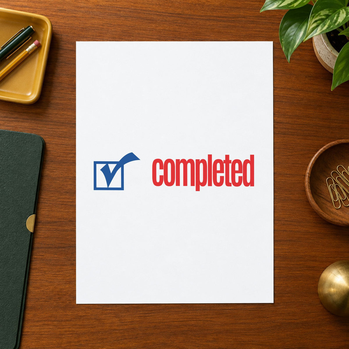 Marking a page "Completed" with the Xstamper Completed Stamp