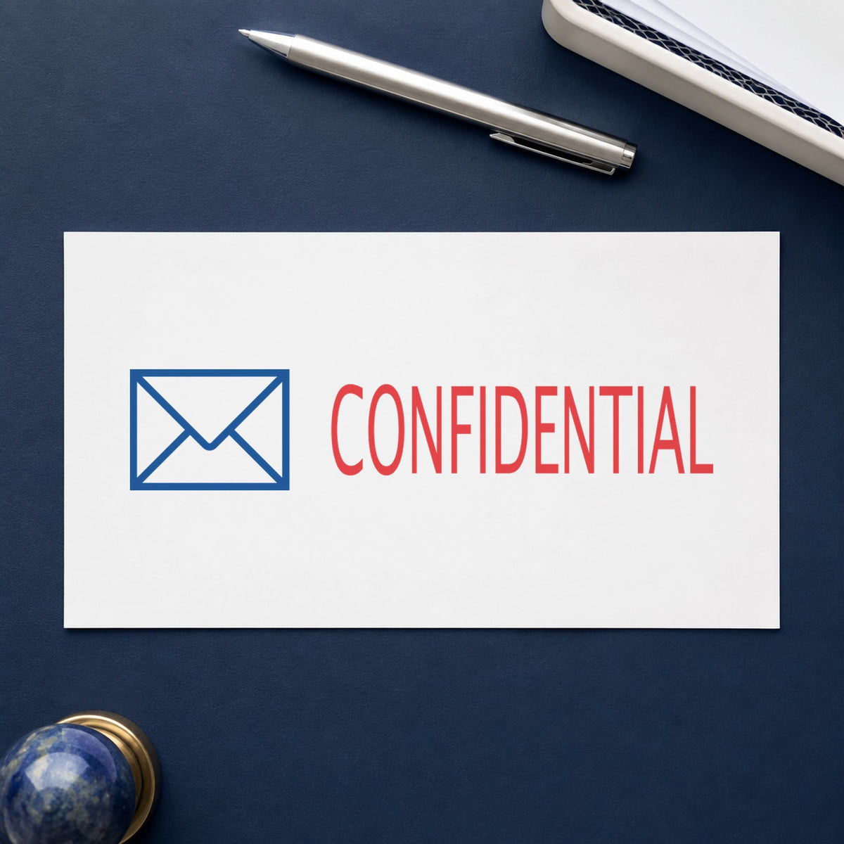 Crisp "Confidential" imprint produced by the Two-Color Confidential Stamp